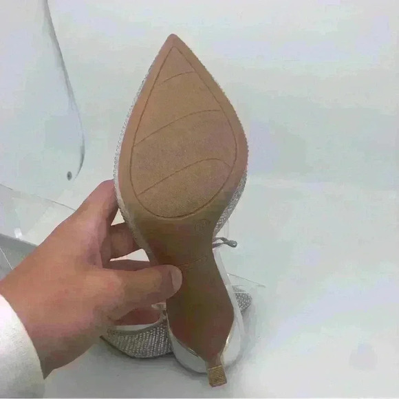 Nine West Silver Sparkle Pumps w/ Clear strap sz 7 - Picture 5 of 6